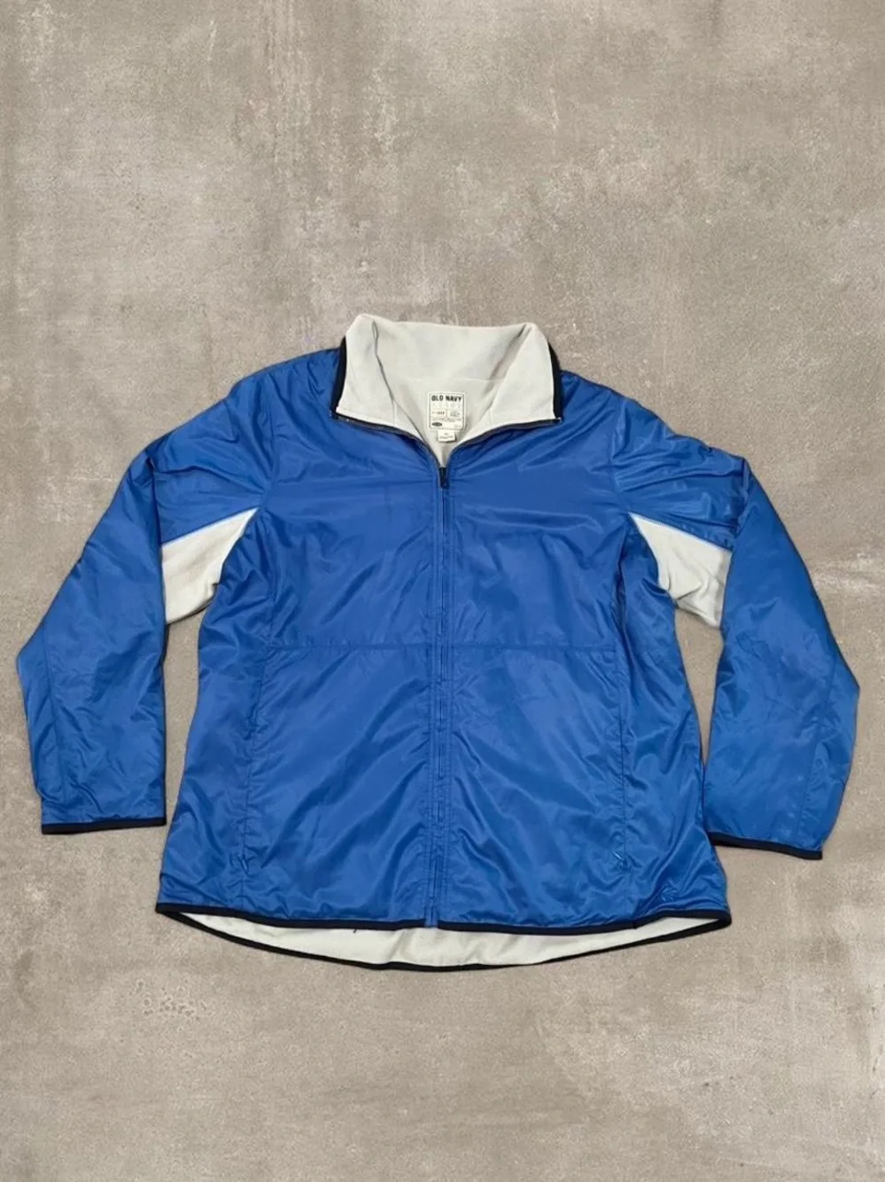 Old Navy Blue Fleece Lined Full Zip Windbreaker Jacket XXL